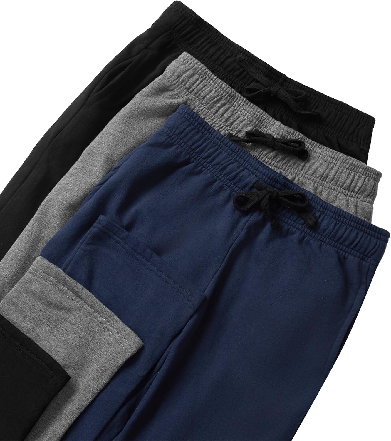 image:imageWULFUL 3 Pack Boys Sweatpants Fleece Athletic Workout Pants Boys Joggers with Pockets Size 420BlackDark GreyNavy