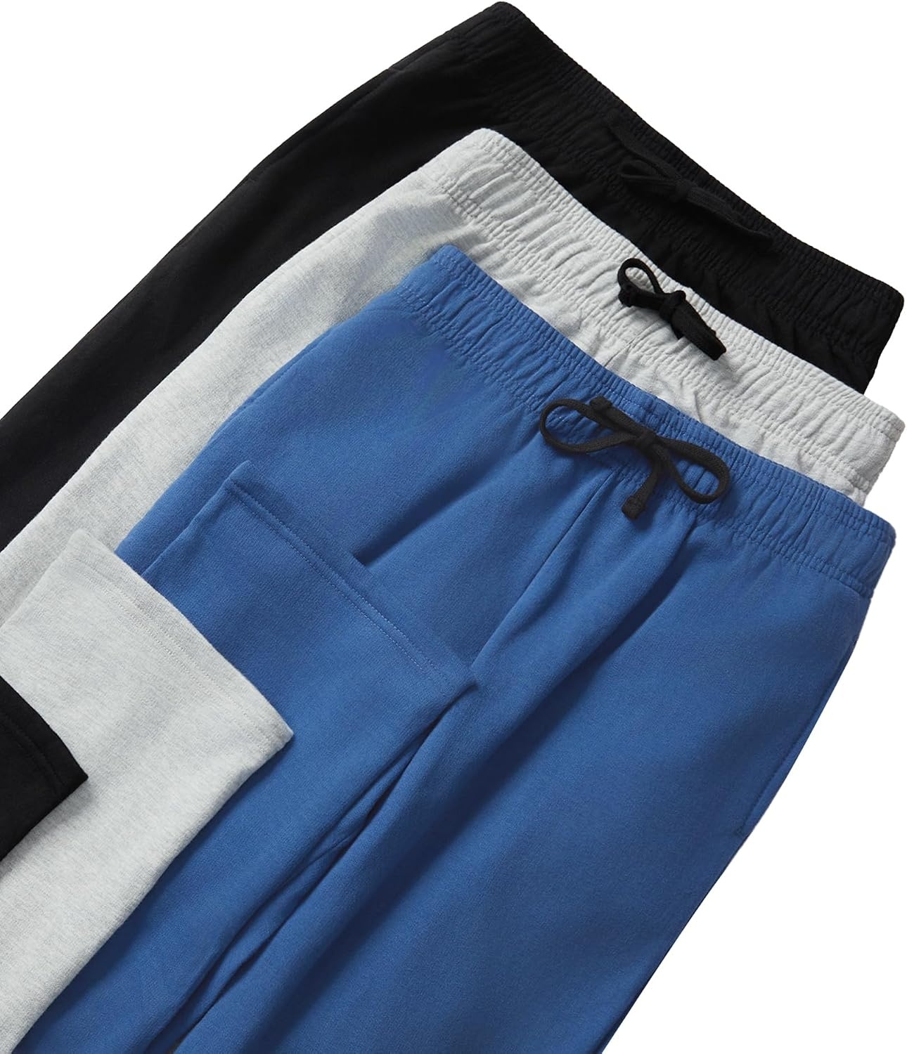 image:imageWULFUL 3 Pack Boys Sweatpants Fleece Athletic Workout Pants Boys Joggers with Pockets Size 420BlackLight GreyBlue