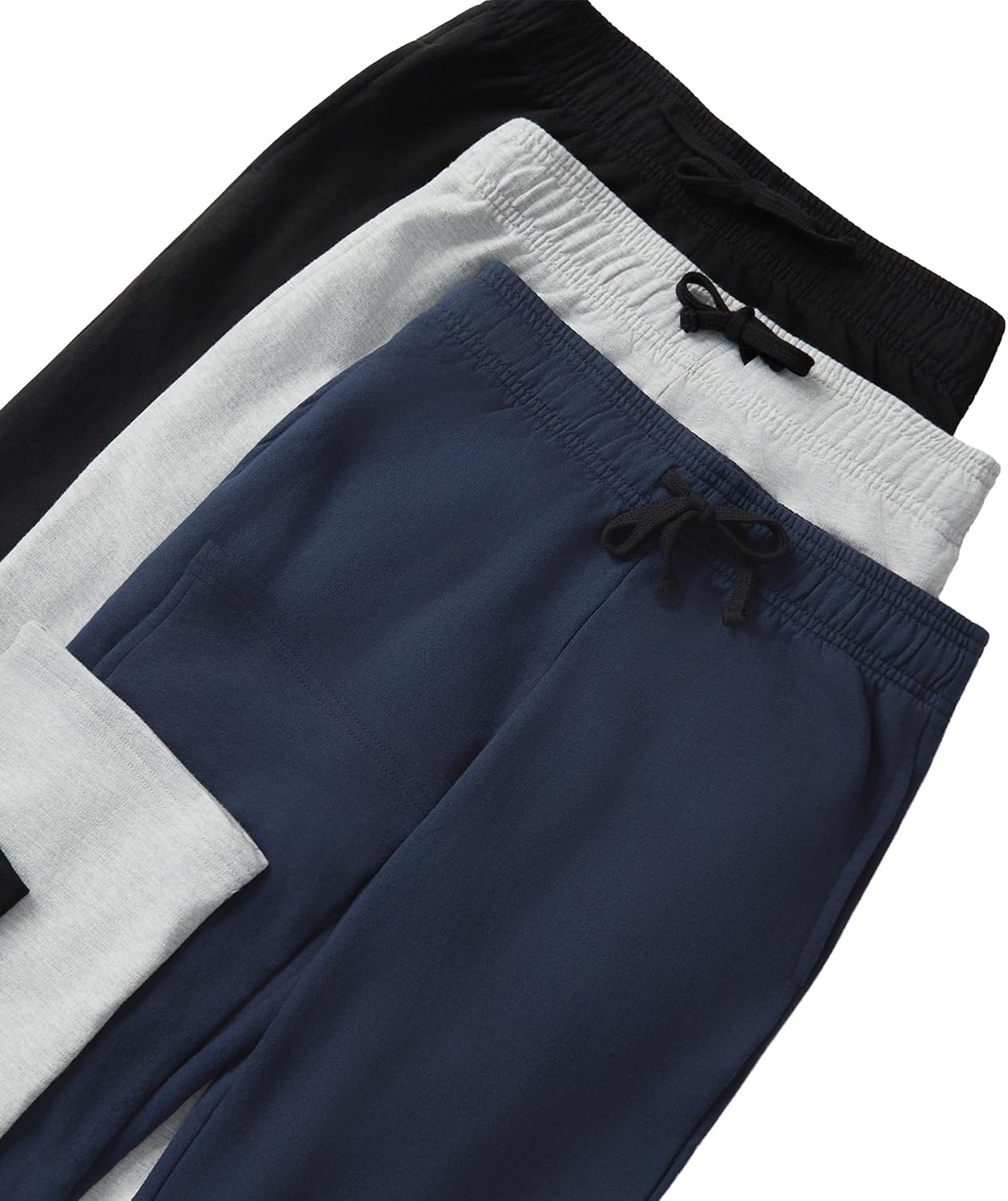 image:imageWULFUL 3 Pack Boys Sweatpants Fleece Athletic Workout Pants Boys Joggers with Pockets Size 420BlackLight GreyNavy