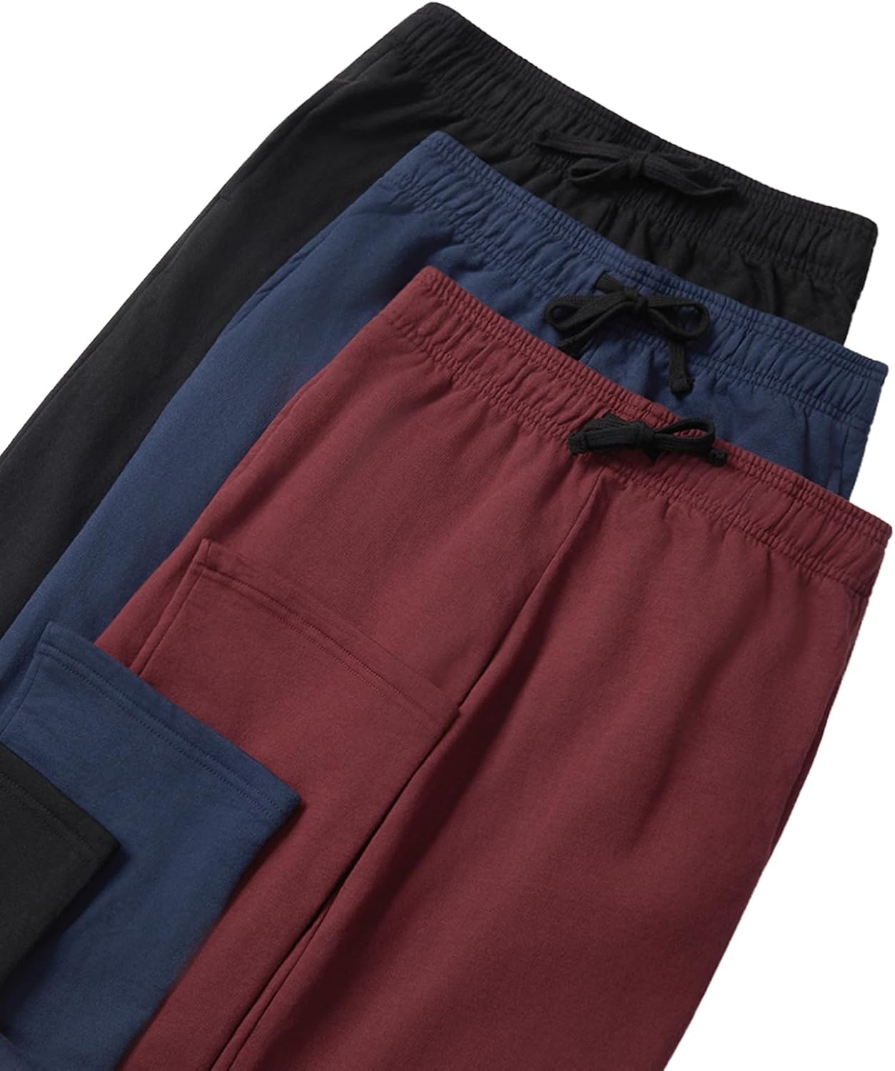 image:imageWULFUL 3 Pack Boys Sweatpants Fleece Athletic Workout Pants Boys Joggers with Pockets Size 420BlackNavyRed