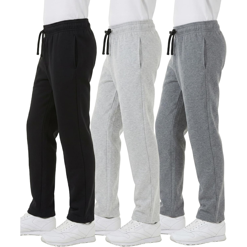 image:imageWULFUL 3 Pack Boys Sweatpants Fleece Athletic Workout Pants Boys Joggers with Pockets Size 420BlackDark GreyLight Grey