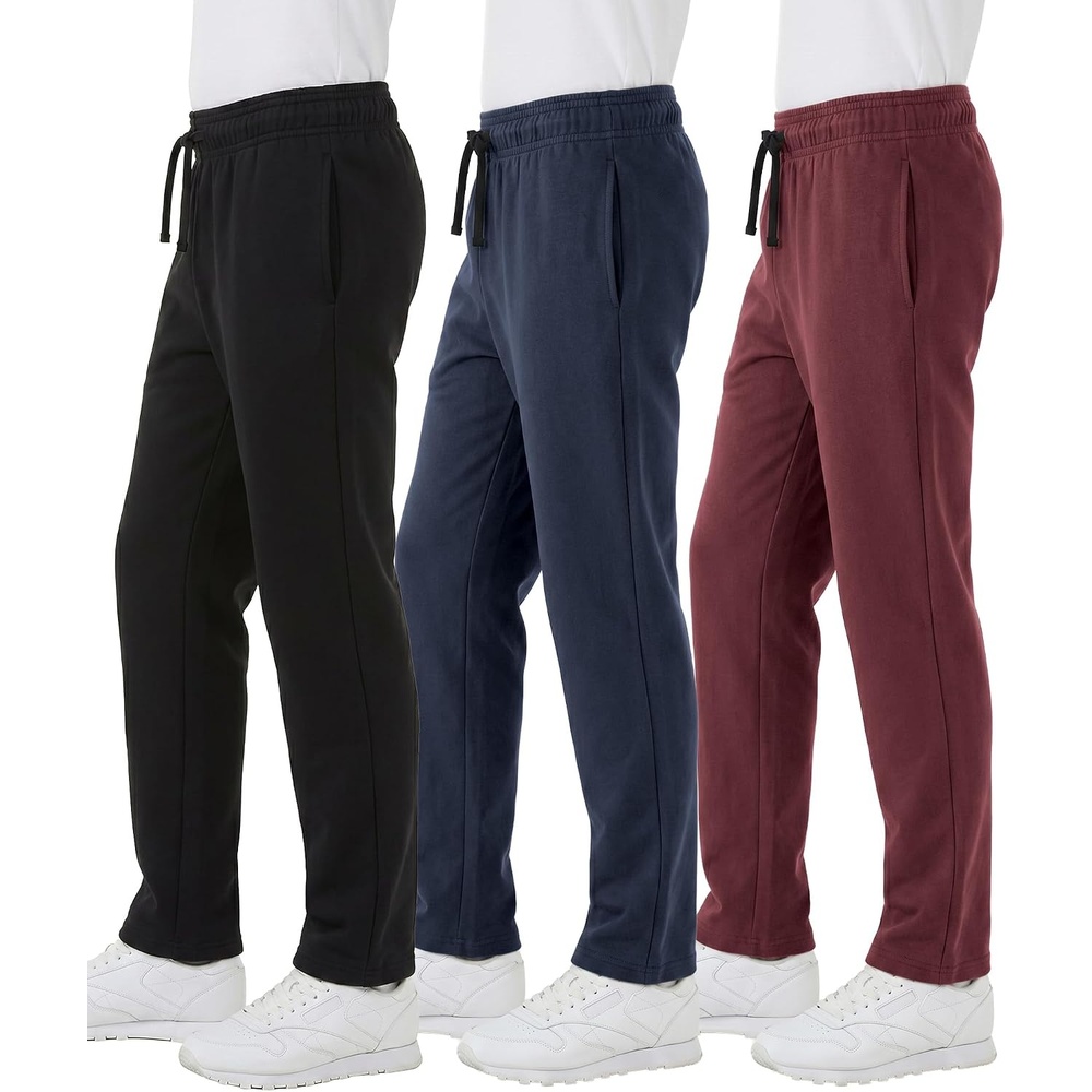image:imageWULFUL 3 Pack Boys Sweatpants Fleece Athletic Workout Pants Boys Joggers with Pockets Size 420BlackNavyRed