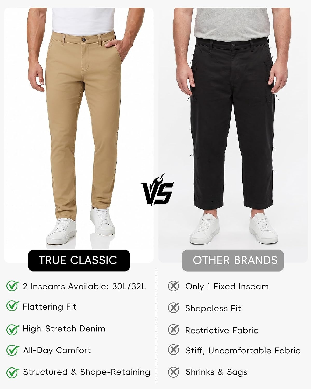 image:imageWULFUL Mens Dress Pants Slim Fit Skinny Stretch Flat Front Slacks TrousersKhaki