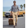 WULFUL Men’s Dress Pants Slim Fit Skinny Stretch Flat Front Slacks Trousers(Beige)