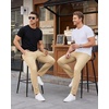 WULFUL Men’s Dress Pants Slim Fit Skinny Stretch Flat Front Slacks Trousers(Beige)