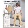 WULFUL Men’s Dress Pants Slim Fit Skinny Stretch Flat Front Slacks Trousers(Beige)