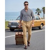 WULFUL Men’s Dress Pants Slim Fit Skinny Stretch Flat Front Slacks Trousers(Khaki)