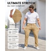 WULFUL Men’s Dress Pants Slim Fit Skinny Stretch Flat Front Slacks Trousers(Khaki)