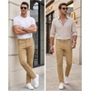 WULFUL Men’s Dress Pants Slim Fit Skinny Stretch Flat Front Slacks Trousers(Khaki)