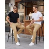 WULFUL Men’s Dress Pants Slim Fit Skinny Stretch Flat Front Slacks Trousers(Khaki)