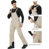 WULFUL Mens Insulated Snow Bibs Waterproof Winter Ski Pants Snowboarding Overalls(Khaki)
