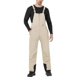 WULFUL Mens Insulated Snow Bibs Waterproof Winter Ski Pants Snowboarding Overalls(Khaki)
