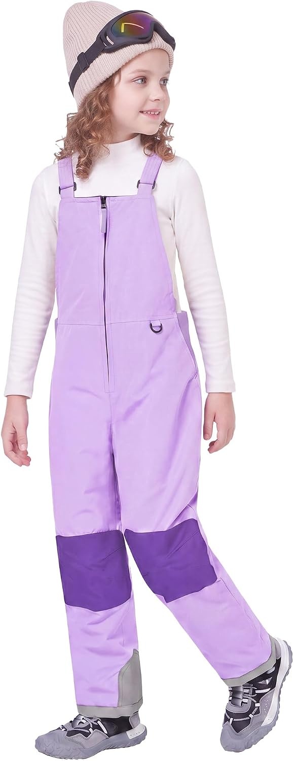 image:imageWULFUL Kids Waterproof Ski Bib Boys Girls Winter Snow PantsLight Purple