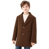 WULFUL Boys Wool Coat Single Breasted Trench Coat Winter Pea Coat(Dark Brown)