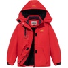 WULFUL Girl’s Waterproof Ski Jacket Warm Fleece Hooded Winter Snow Coat(Red)