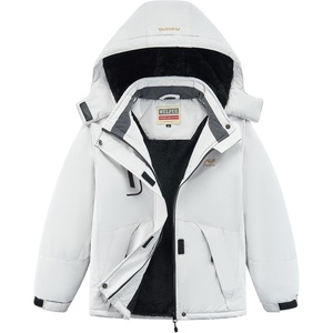 WULFUL Girl’s Waterproof Ski Jacket Warm Fleece Hooded Winter Snow Coat(Off-white)