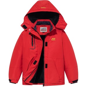 WULFUL Girl’s Waterproof Ski Jacket Warm Fleece Hooded Winter Snow Coat(Red)
