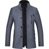 WULFUL Men’s Wool Blend Winter Coat Slim Fit Short Trenchcoat Warm Business Jacket with Detachable Soft Wool Scarf(Grey(1718))