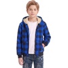 WULFUL Boys Flannel Fleece Jackets Plaid Sherpa Hoodie Zip Up Winter Coat 5-14 Years(Blue 804)