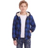 WULFUL Boys Flannel Fleece Jackets Plaid Sherpa Hoodie Zip Up Winter Coat 5-14 Years(Blue M16)