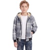 WULFUL Boys Flannel Fleece Jackets Plaid Sherpa Hoodie Zip Up Winter Coat 5-14 Years(Grey 631)