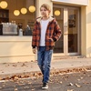 WULFUL Boys Flannel Fleece Jackets Plaid Sherpa Hoodie Zip Up Winter Coat 5-14 Years(Orange 566)