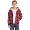 WULFUL Boys Flannel Fleece Jackets Plaid Sherpa Hoodie Zip Up Winter Coat 5-14 Years(Orange 566)