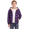 WULFUL Boys Flannel Fleece Jackets Plaid Sherpa Hoodie Zip Up Winter Coat 5-14 Years(Purple M15)
