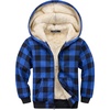 WULFUL Boys Flannel Fleece Jackets Plaid Sherpa Hoodie Zip Up Winter Coat 5-14 Years(Blue 804)