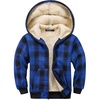 WULFUL Boys Flannel Fleece Jackets Plaid Sherpa Hoodie Zip Up Winter Coat 5-14 Years(Blue M16)