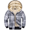 WULFUL Boys Flannel Fleece Jackets Plaid Sherpa Hoodie Zip Up Winter Coat 5-14 Years(Grey 631)
