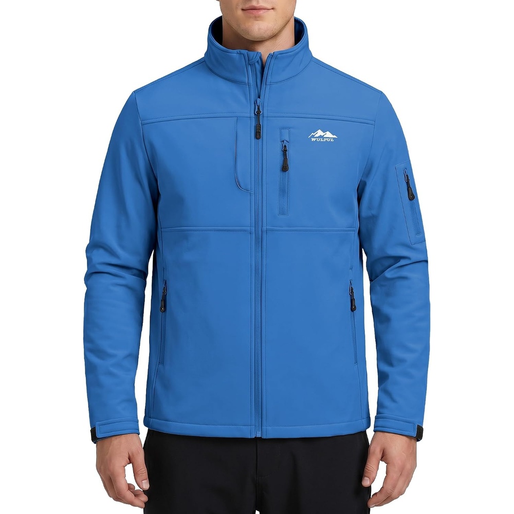 image:imageWULFUL Mens Lightweight Softshell Jacket Fleece Lined Windbreaker OutdoorRoyal Blue