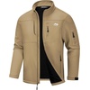 WULFUL Men’s Lightweight Softshell Jacket Fleece Lined Windbreaker Outdoor(Khaki)