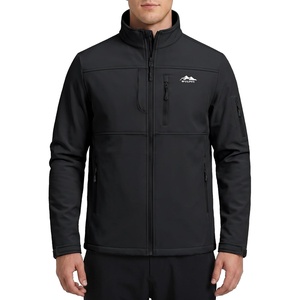 WULFUL Men’s Lightweight Softshell Jacket Fleece Lined Windbreaker Outdoor(Black)