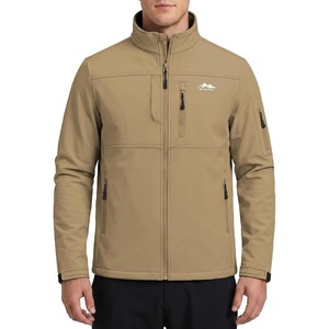 WULFUL Men’s Lightweight Softshell Jacket Fleece Lined Windbreaker Outdoor(Khaki)