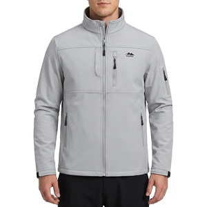 WULFUL Men’s Lightweight Softshell Jacket Fleece Lined Windbreaker Outdoor(Light Grey)