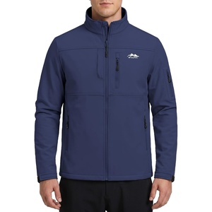 WULFUL Men’s Lightweight Softshell Jacket Fleece Lined Windbreaker Outdoor(Navy)