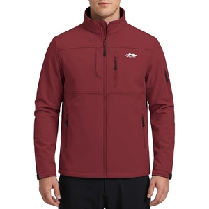 WULFUL Men’s Lightweight Softshell Jacket Fleece Lined Windbreaker Outdoor(Wine Red)
