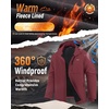 WULFUL Men’s Softshell Jacket Waterproof Lightweight Insulated Windbreaker Fleece Lined Rain Shell Jacket for Hiking Travel(Red Wine)