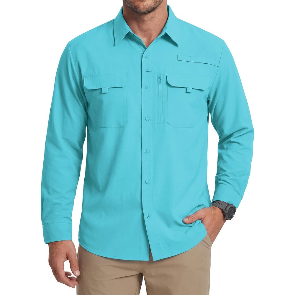 image:imageWULFUL Mens Sun Protection Fishing Shirts UPF 50 Lightweight Quick DryBarbados Beach