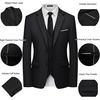 WULFUL Men’s 3 Piece Slim Fit Suit Set Two Button Blazer Jacket Vest Pants Tuxedo Set for Party, Wedding and Business(Glossy Black)