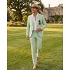 WULFUL Men’s Slim Fit 2 Piece Suit, One Button Solid Blazer Business Party Jacket Pants Set(Green)