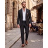 WULFUL Men’s Slim Fit Suit 3 Piece Double Breasted Suit Set Formal Party Wedding(Black)