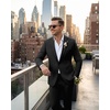 WULFUL Men’s Slim Fit Suit 3 Piece Double Breasted Suit Set Formal Party Wedding(Black)