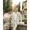 WULFUL Men’s Slim Fit Suit 3 Piece Double Breasted Suit Set Formal Party Wedding(Champagne)