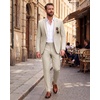 WULFUL Men’s Slim Fit Suit 3 Piece Double Breasted Suit Set Formal Party Wedding(Champagne)