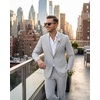 WULFUL Men’s Slim Fit Suit 3 Piece Double Breasted Suit Set Formal Party Wedding(Light Gray)