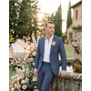WULFUL Men’s Slim Fit Suit 3 Piece Double Breasted Suit Set Formal Party Wedding(Navy)