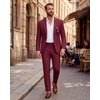 WULFUL Men’s Slim Fit Suit 3 Piece Double Breasted Suit Set Formal Party Wedding(Red)