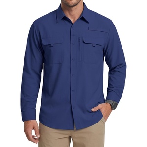 WULFUL Men’s Sun Protection Fishing Shirts UPF 50+ Lightweight Quick Dry(Navy)